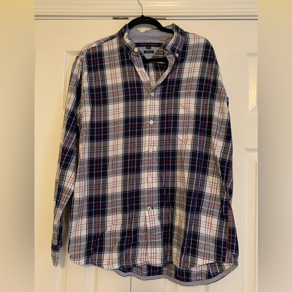Tommy Hilfiger size large classic fit button down red white and blue